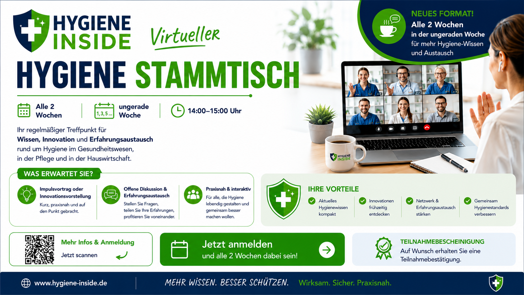 Virtueller Hygiene Stammtisch – Alle 2 Wochen, Mittwoch 14:00–15:00 Uhr
